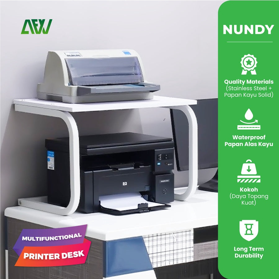 NUNDY Printer Desk / Multifunction Stackable Printer Table - AFW PR01