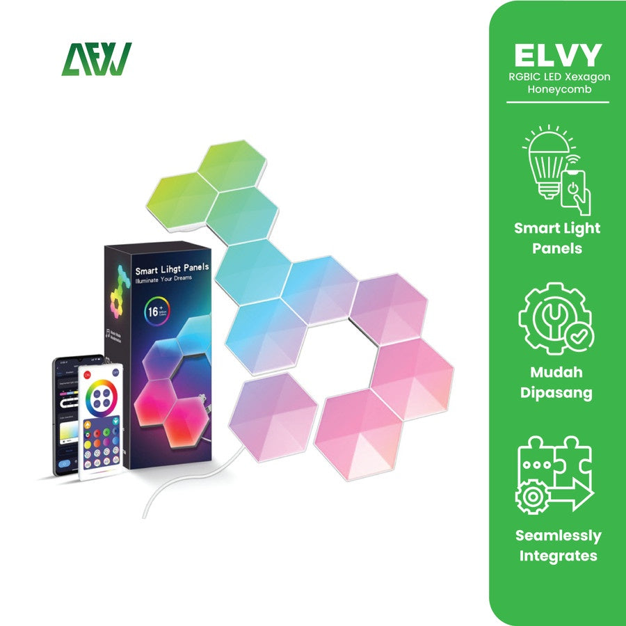 ELVY RGBIC LED Hexagon Honeycomb Wall Lamp Quantum Modular Decorative Lamp