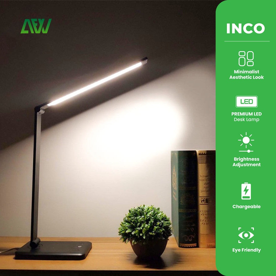 INCO Lampu Meja Belajar Modern Desk Lamp With Build in Wireless Charging Paddock