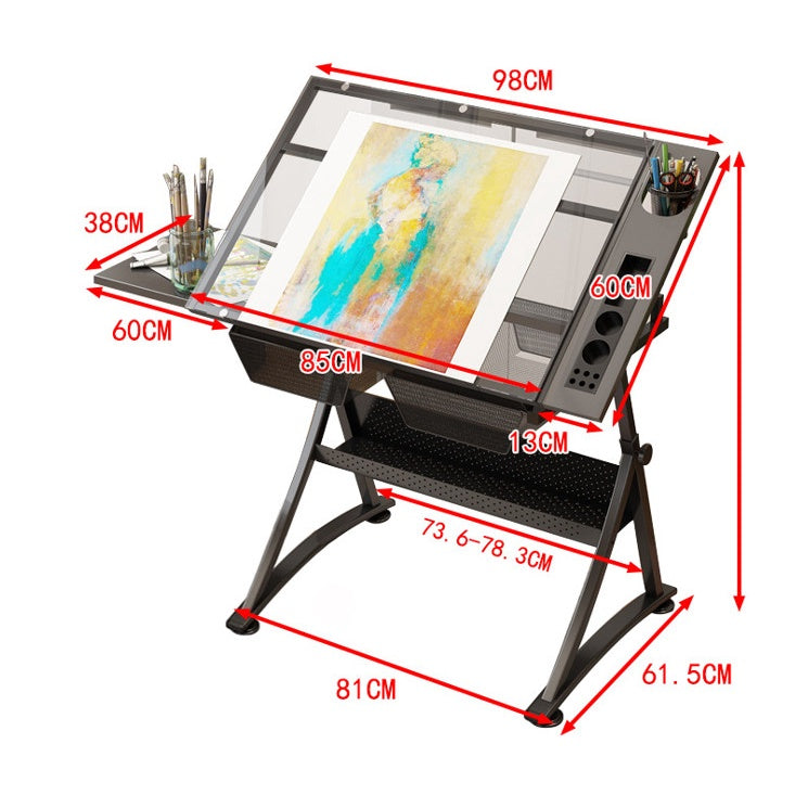 SINDI Adjustable Tilt Tempered Glass Painting Table