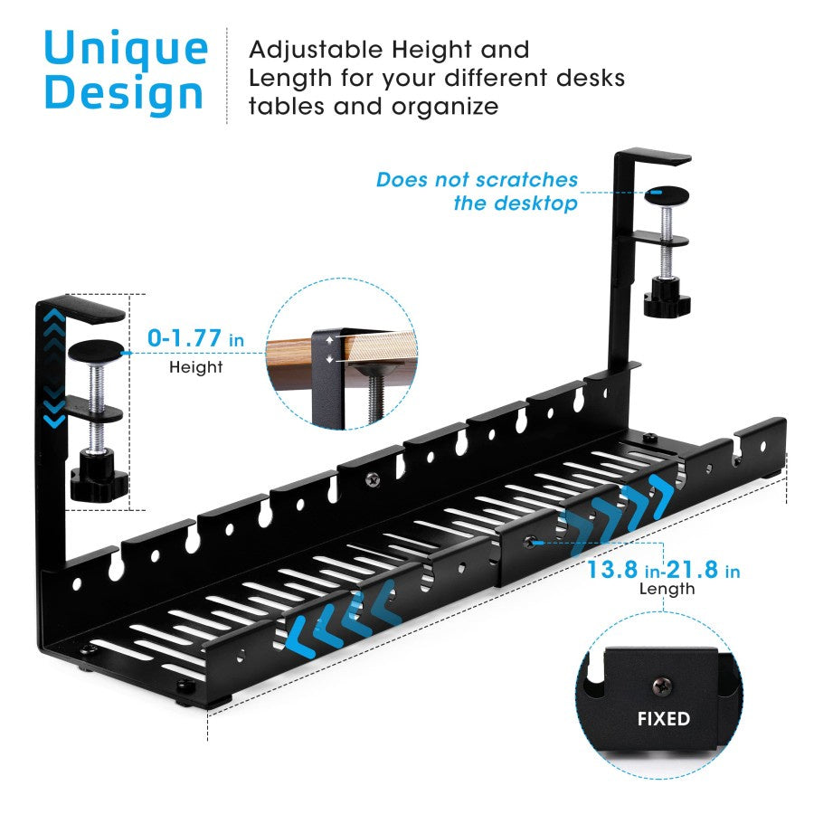 POSTIGA Stainless Steel Under Desk Cable Management Cable Storage Rack ALL FOR WORK