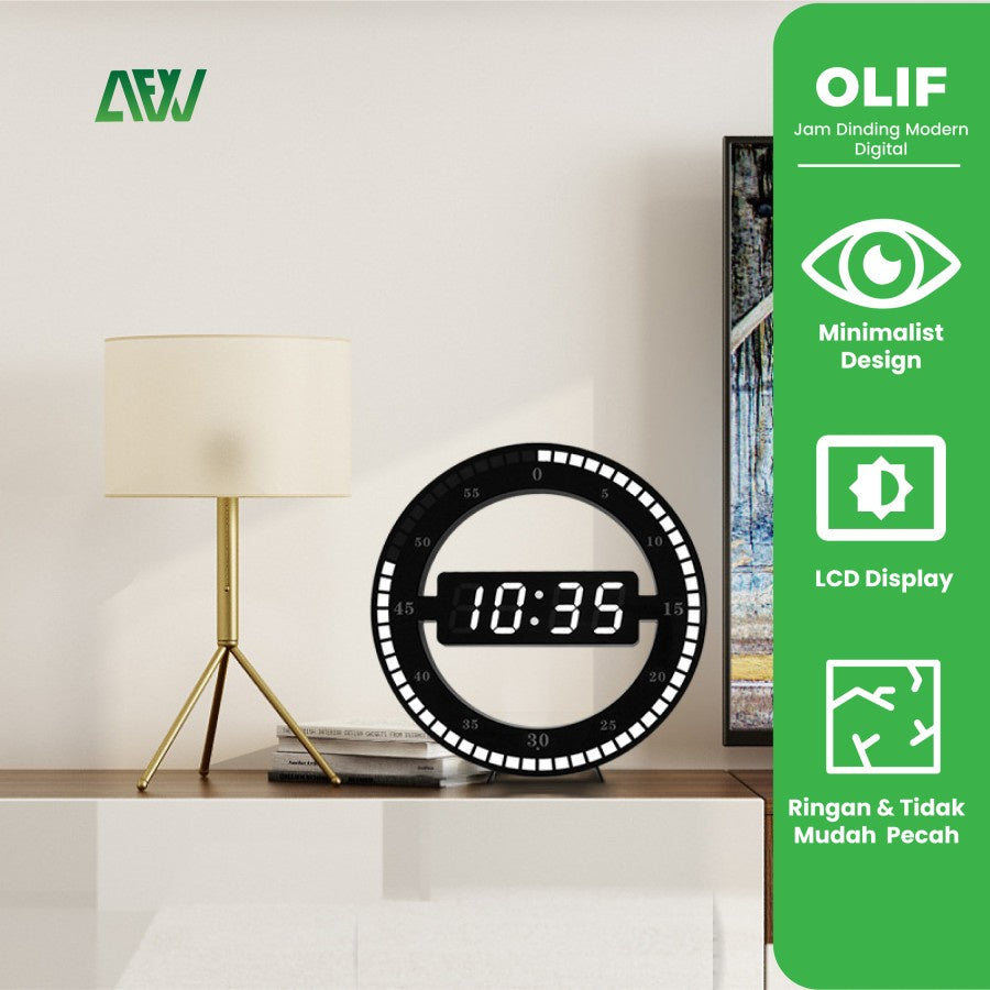 OLIF Modern Digital LED Wall Clock Electronic Clock Wall Table Clock