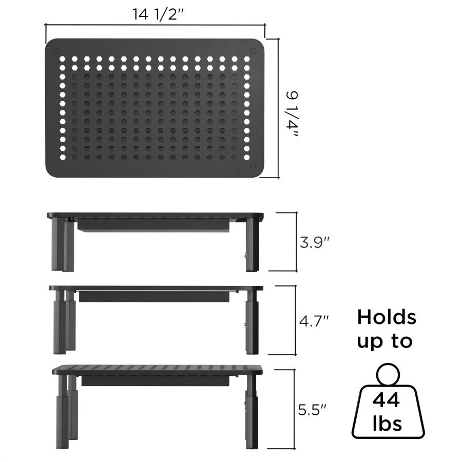 MOJO Monitor Stand Besi Stainless Kokoh + Rak Laci Serbaguna