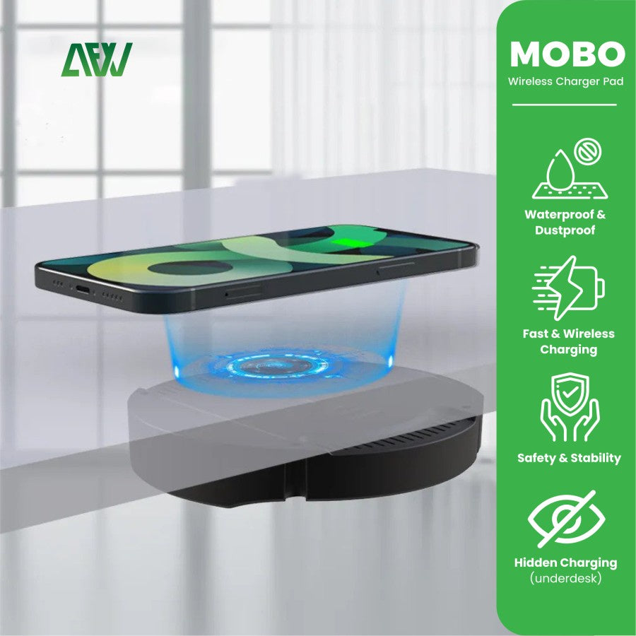 MOBO Wireless Charger Pad Fast Charging Pad 15W Under Desk