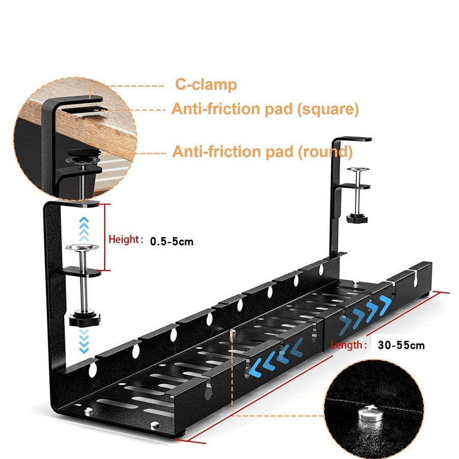 POSTIGA Stainless Steel Under Desk Cable Management Cable Storage Rack ALL FOR WORK