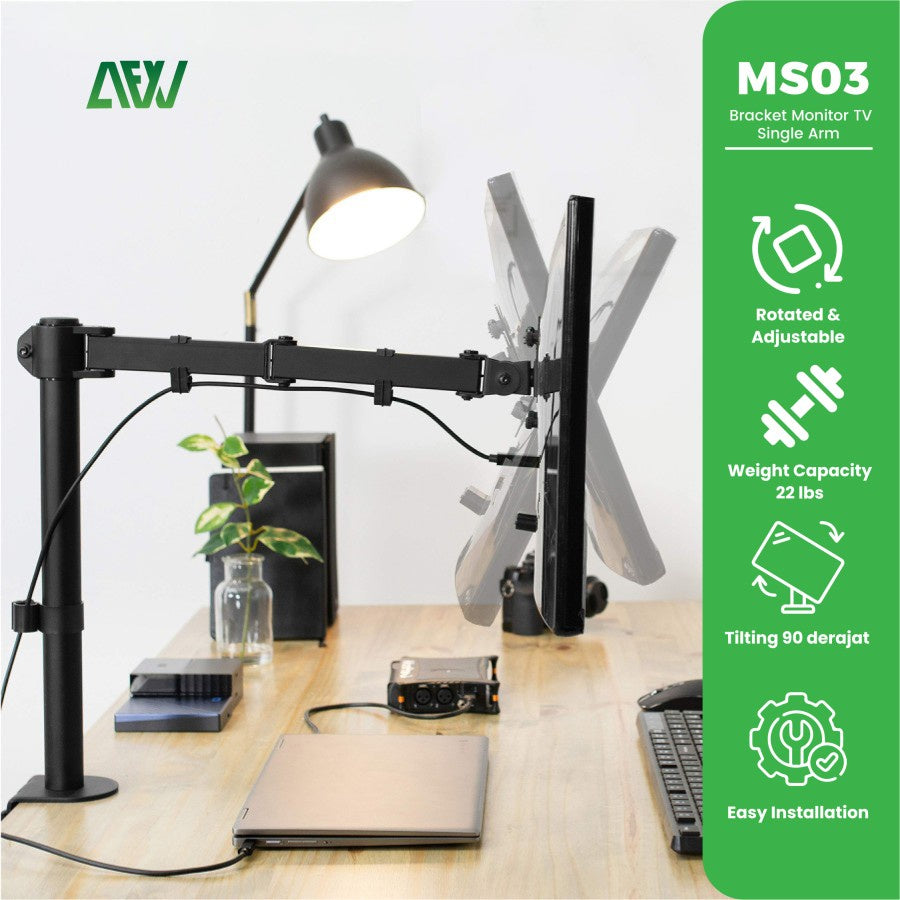 MS03 TV Monitor Bracket Single Arm Desk Mount Bracket