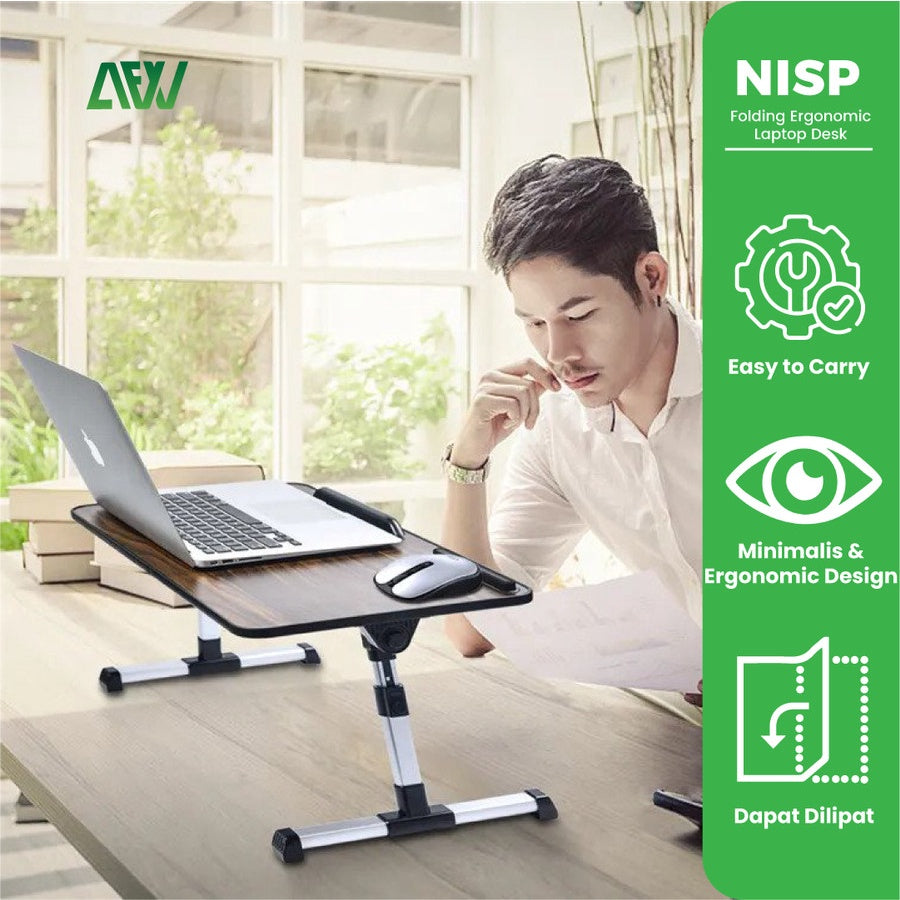 NISP Folding Ergonomic Laptop Desk Dormitory Adjustable Notebook Table