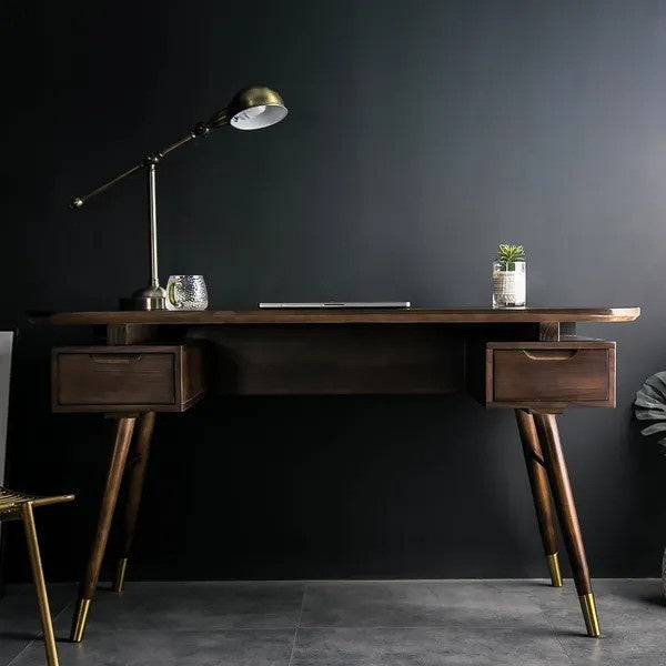 JEANNE Meja Belajar Custom Solid Wood Retro Minimalis Vintage Office