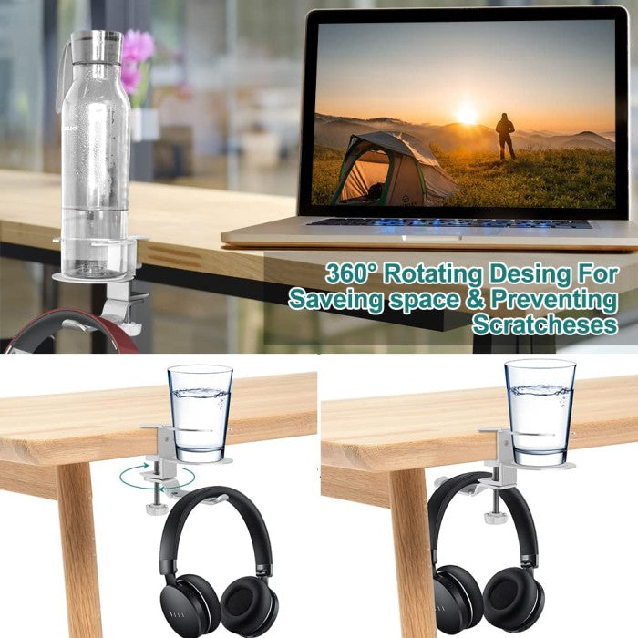 IKARIS Under Desk Headphone Hanger Cupholder Hanger Headset Holder