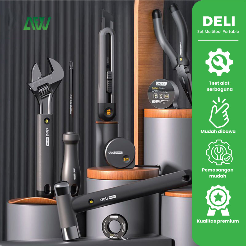 DELI Tool Kit Set Complete Set Multitool Portable Perkakas Set Kunci