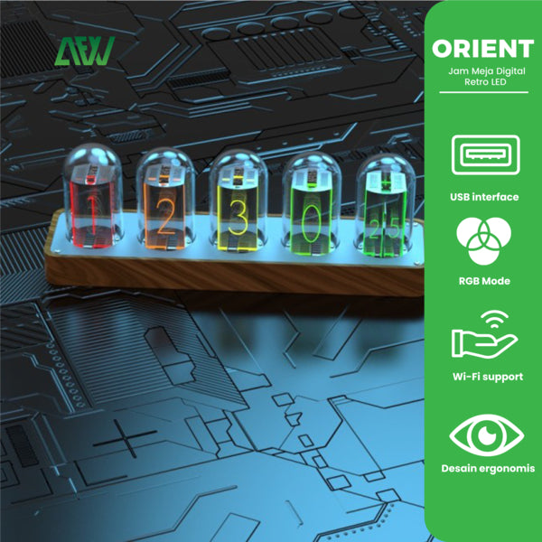 ORIENT Digital Table Clock Retro LED Clock Minimalist RGB Nixie Clock