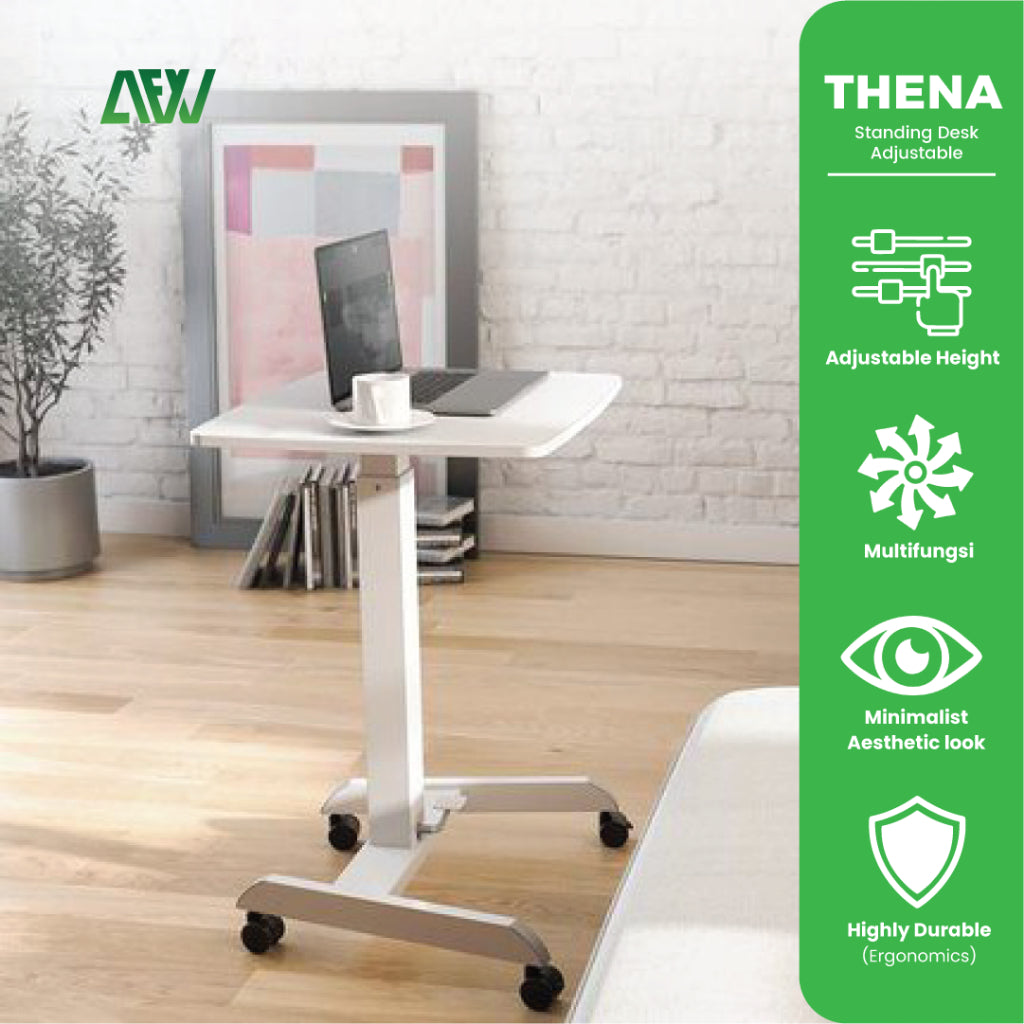 THENA Standing Desk Adjustable Height Mobile Minimalist Multifunctional