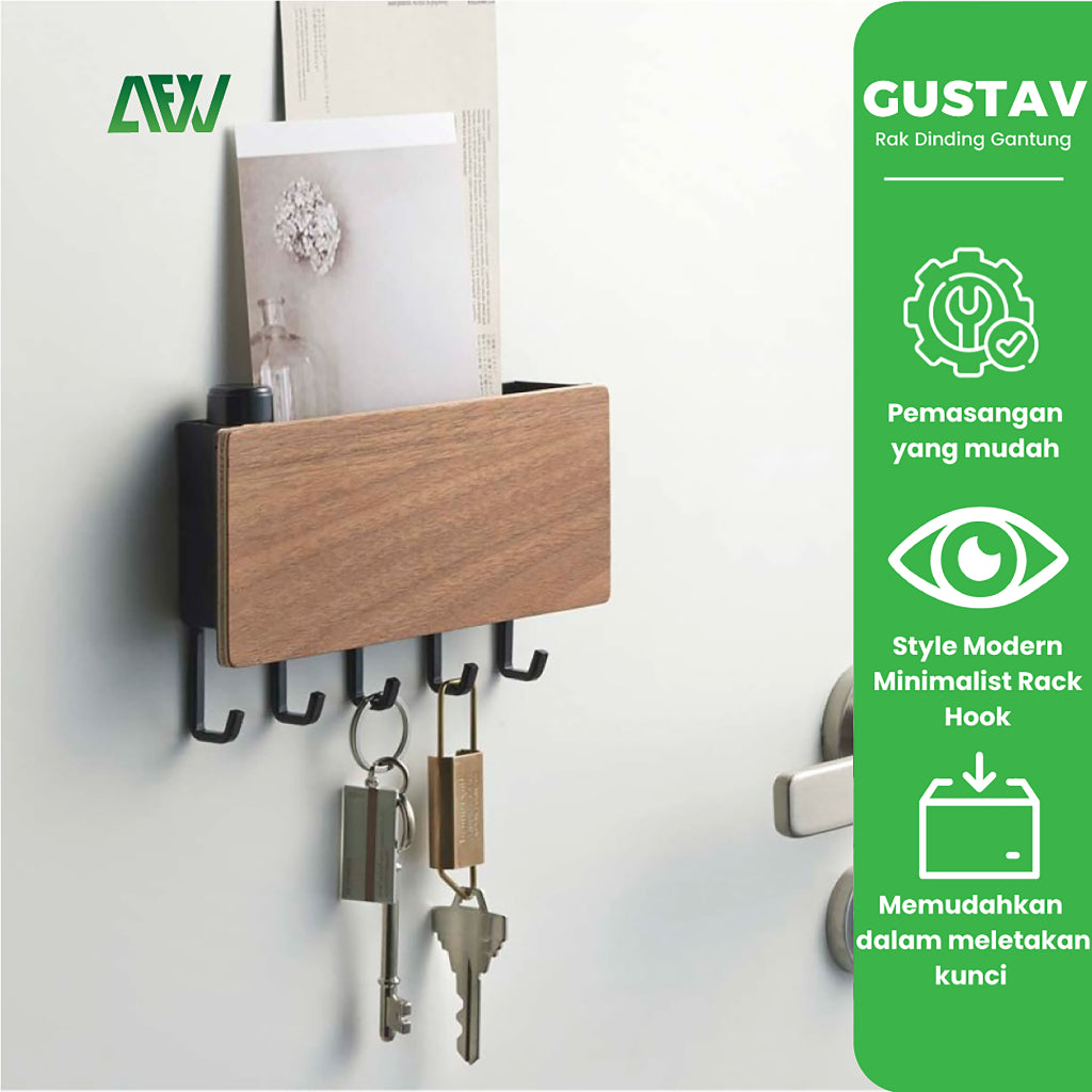 GUSTAV Key Holder Shelf | Multipurpose Hanging Wall Shelf