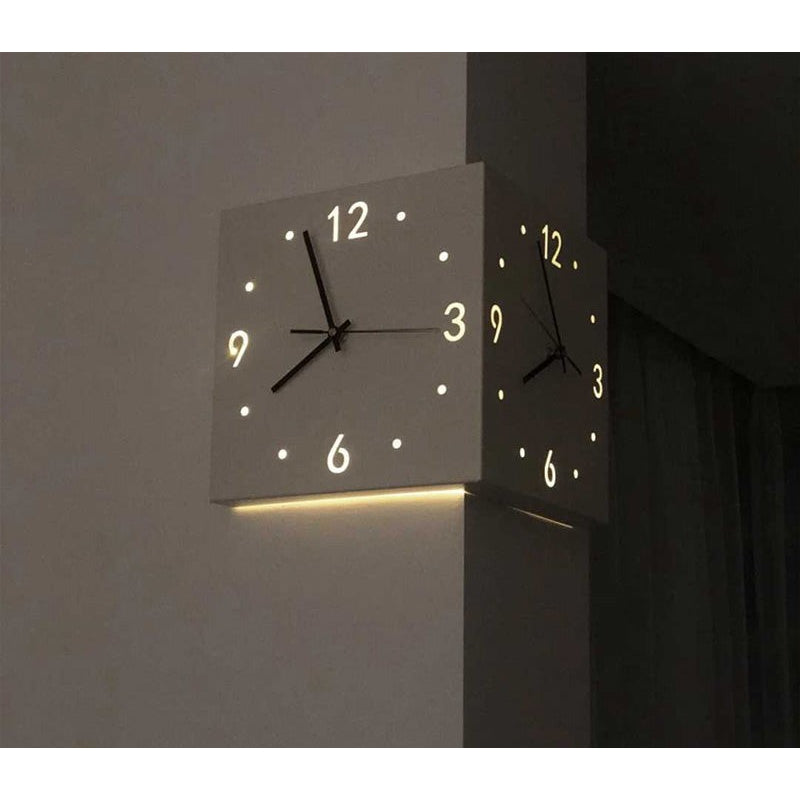 PARIS Jam Dinding LED Modern Minimalis Double Sided Corner Wall Clock