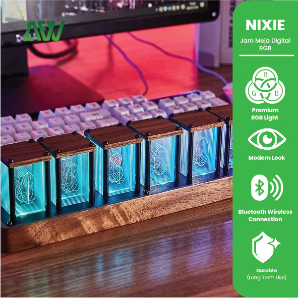 NIXIE Jam Meja Digital RGB Tube Clock Smart Retro Desk Clock Jam Alarm