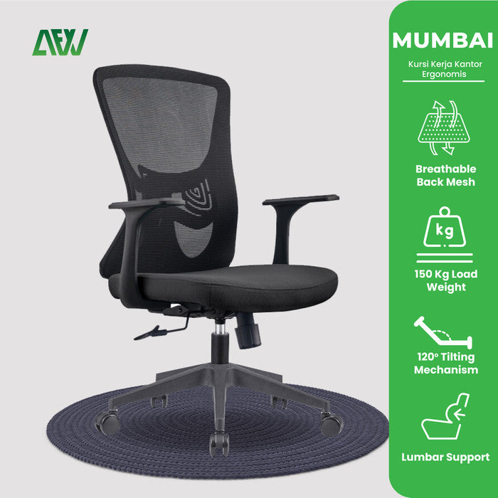 MUMBAI Kursi Kerja Kantor Ergonomis Kursi Staff Office Working Chair