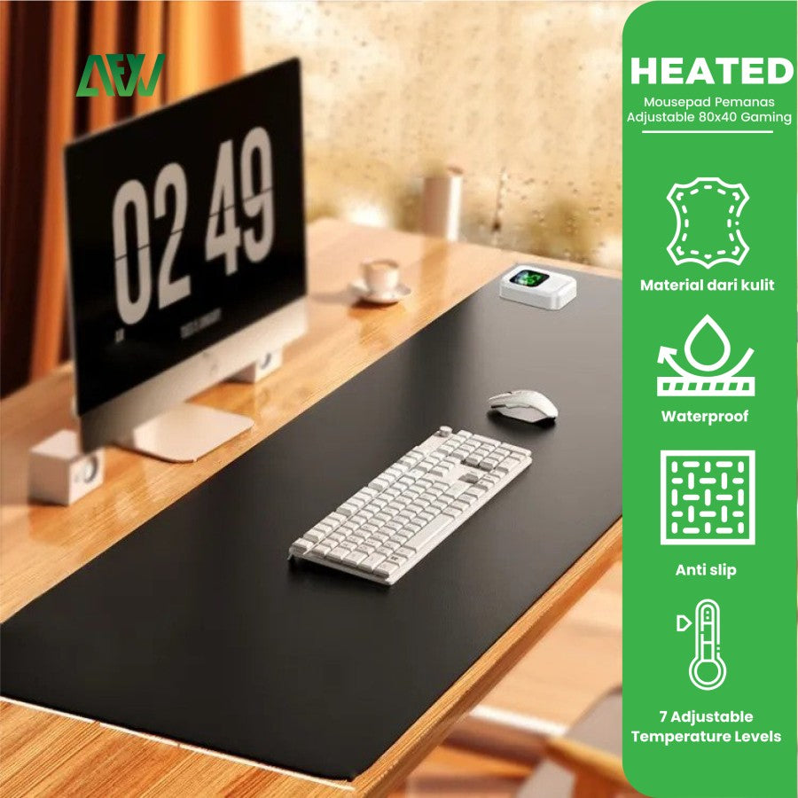 HEATED Mousepad Pemanas Adjustable 80x40 Gaming Mat Anti Slip