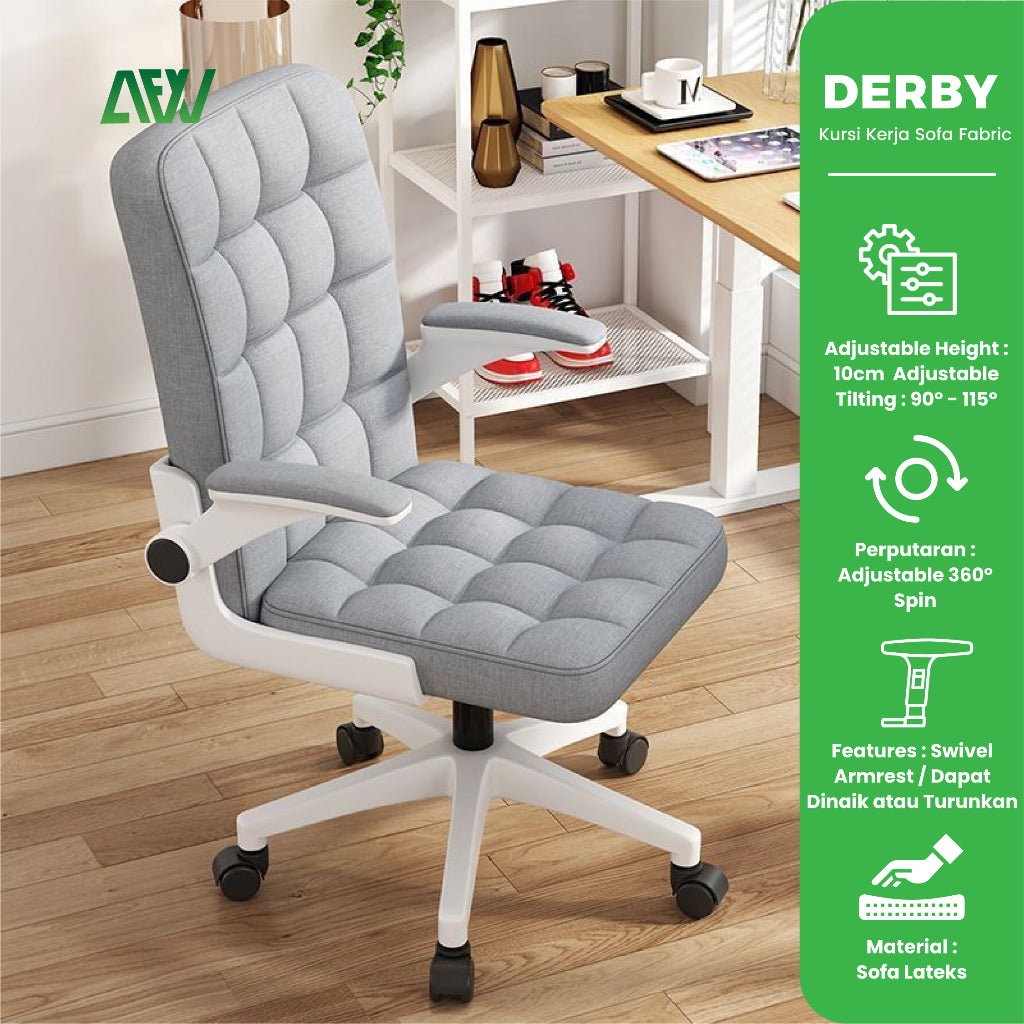 DERBY Kursi Kerja Sofa Fabric Office Nylon Student Chair Comfortable