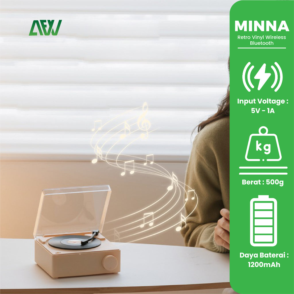 MINNA Retro Vinyl Wireless Bluetooth Speaker Mini Audio Subwoofer