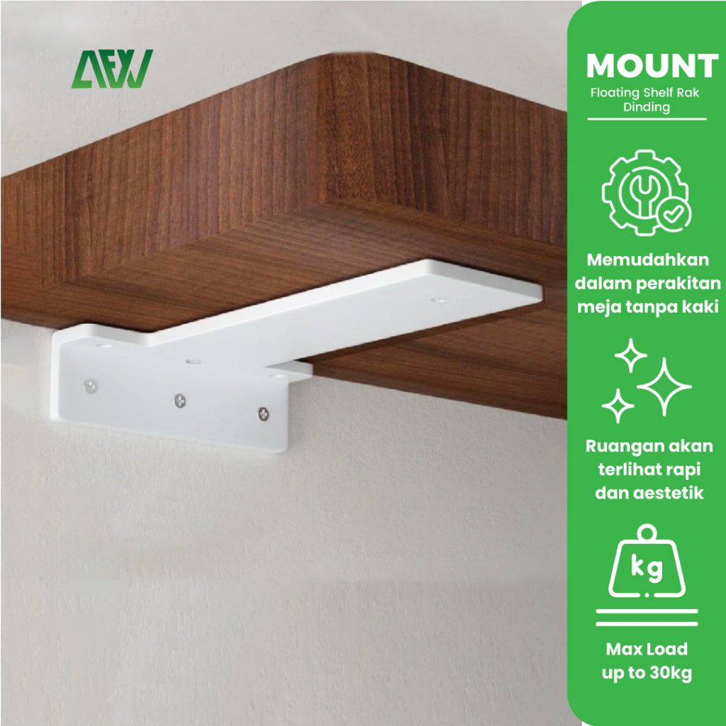 MOUNT Invisible Rak Alas L Shaped Besi Wall Load Bearing Support Frame