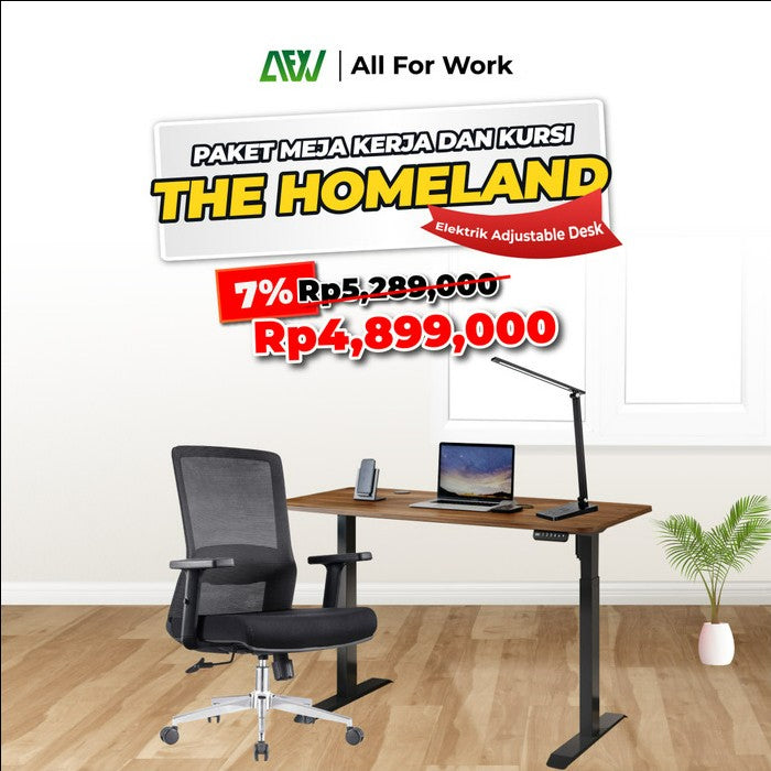 HOMELAND Paket Meja Kerja Elektrik Kursi Kerja Kantor Standing Desk