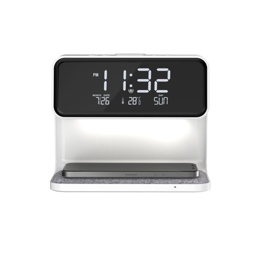 VYRGO Jam Meja Digital Wireless Charging Alarm Led Clock Desk Lamp