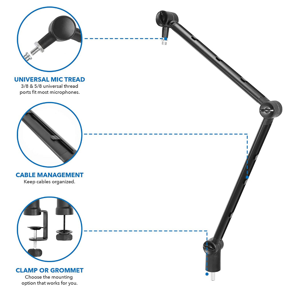 MAX Desk Mic Stand Clamp Microphone Holder Boom Arm Microphone Suspension