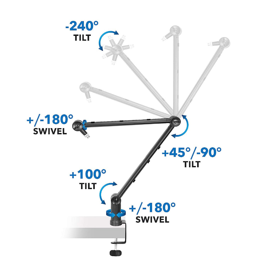 MAX Desk Mic Stand Clamp Microphone Holder Boom Arm Microphone Suspension