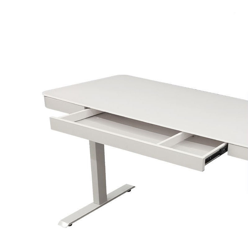 HALNING Standing Desk Adjustable Desk Glass Top Set Meja Elektrik