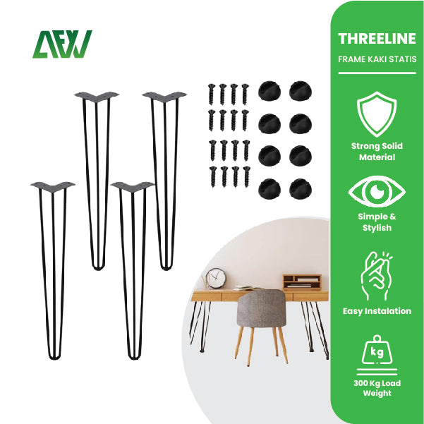 THREELINE Kaki Meja Kerja Besi Metal Table Leg Heavy Duty Rangka Meja