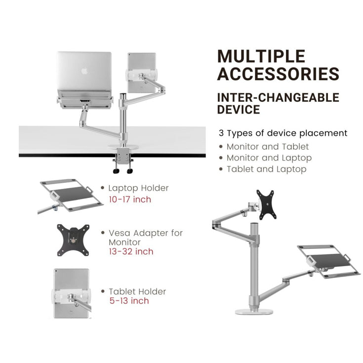 VALE Bracket Monitor TV LED Desk Mount Braket Stand Laptop Stand Dudukan Tablet 3in1