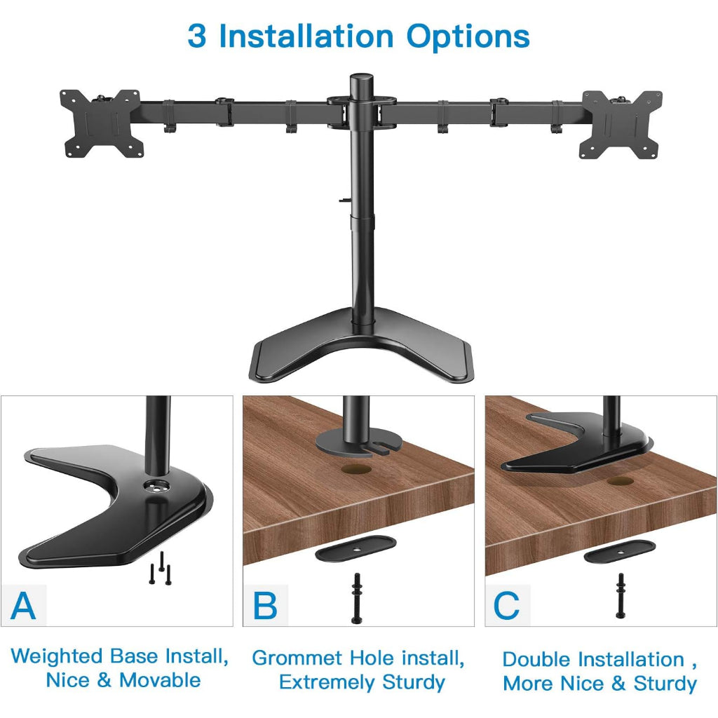 ROMARIO MS01N Bracket Monitor Meja Dual Monitor 10-30 Inch