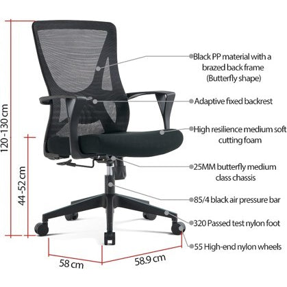 ERGOTECH Kursi Kerja Kantor Ergonomis Kursi Staff Office Chair ALL FOR WORK