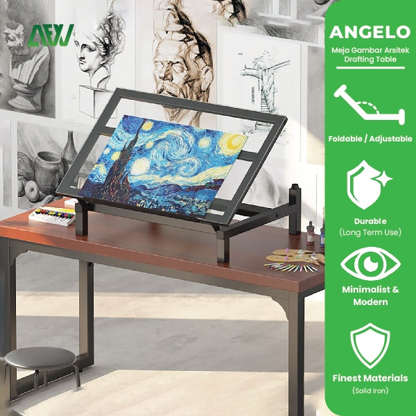 ANGELO Meja Lukis Kaca Arsitek Drawing Adjustable Desk Drafting Table ...