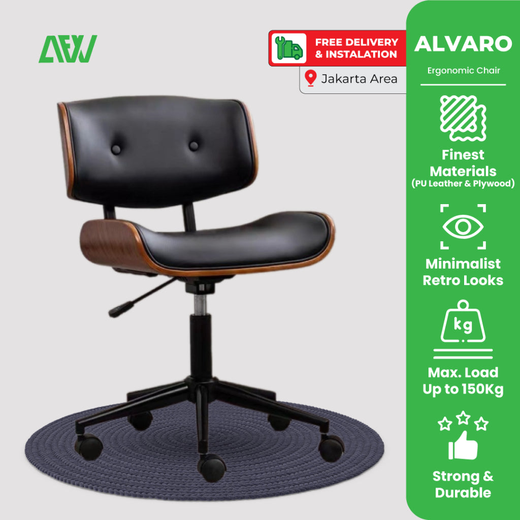 Kursi Kerja Kayu Kursi Kantor Minimalis Wooden Office Chair ALVARO