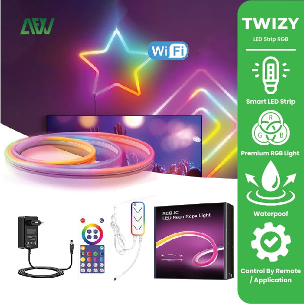 TWIZY Lampu Led Waterproof Bluetooth Komplit set Ambient Light Strip RGB Warna Warni