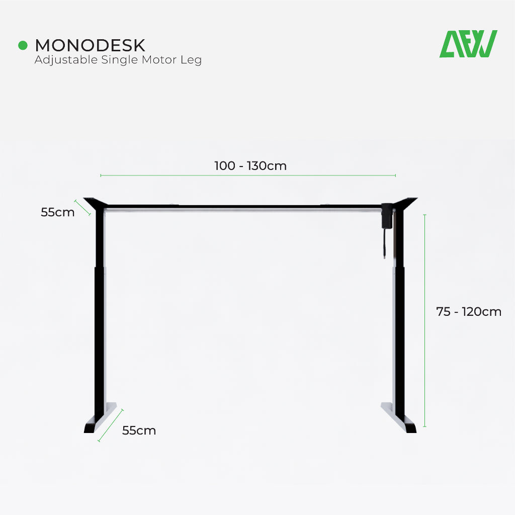 Kaki Meja Elektrik Adjustable Electric Working Gaming Desk ALL FOR WORK - Single Desk 2791