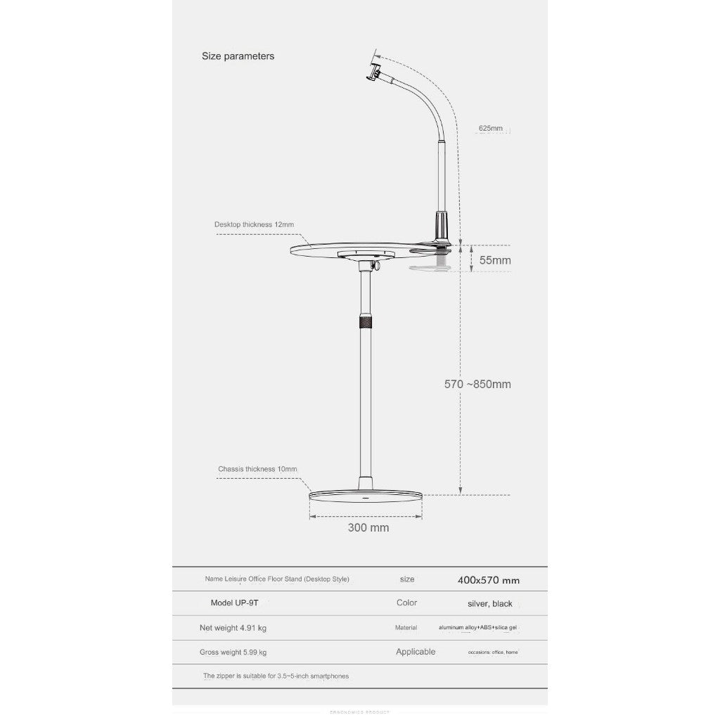 LINWOOD Meja Kerja Adjustable Stand Speaker Tripod Proyektor Meja Samping Multifungsi