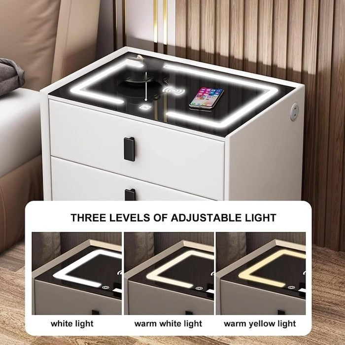 ZEKHO Nightstand Smart Bedside Table Dresser Drawer Bluetooth Speaker