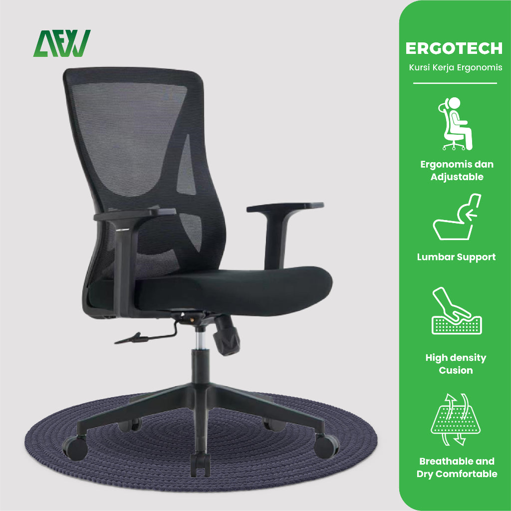 ERGOTECH Kursi Kerja Kantor Ergonomis Kursi Staff Office Chair ALL FOR WORK