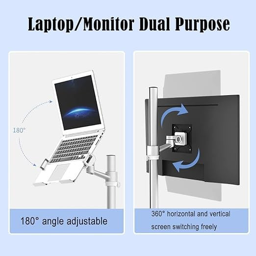 UT2 Laptop Desk Adjustable Wheels Standing Desk Portable Monitor Bracket