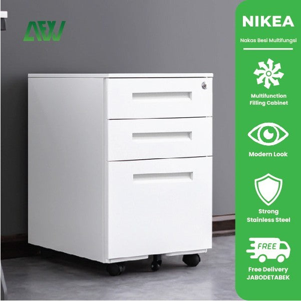 Nakas Besi Kantor Multifungsi Drawer Sorong Partisi Meja NIKEA Laci