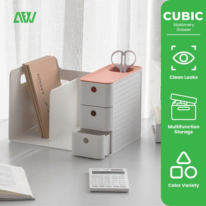 Drawer Destkop Organizer Rak Aksesoris Kotak Penyimpanan Rak Dokumen CUBIC