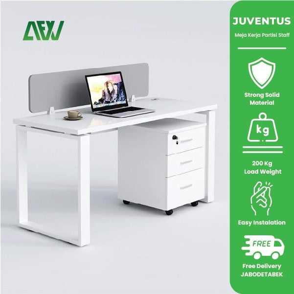 Meja Kerja Nakas Partisi Kantor Workstation AFW Staff JUVENTUS Single