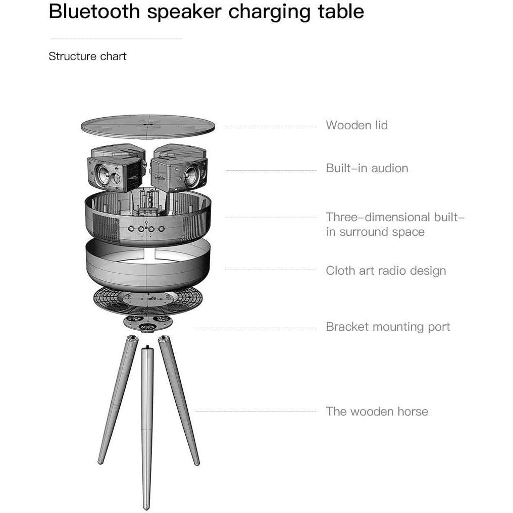 TROYKA Coffee Table Bluetooth Speaker Minimalist Wireless Charging Table