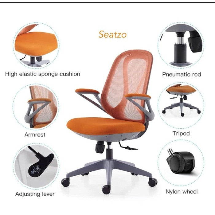 SEATZO Kursi Kerja Kantor Ergonomic Office Chair Lumbar Support