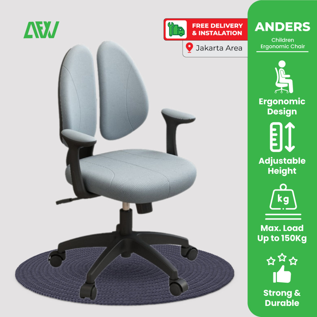 Minimalist Children's Study Chair Adjustable Hand Swivel Arm ANDERS Chair