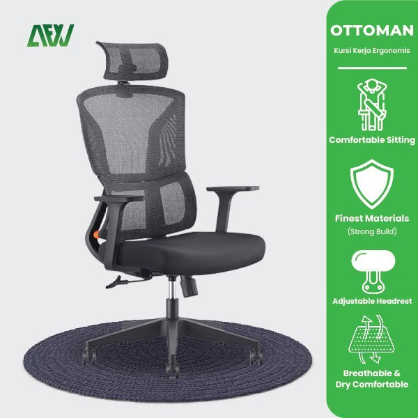 OTTOMAN Kursi Kantor Kursi Kerja Staff Ergonomic Office Chair Direktur