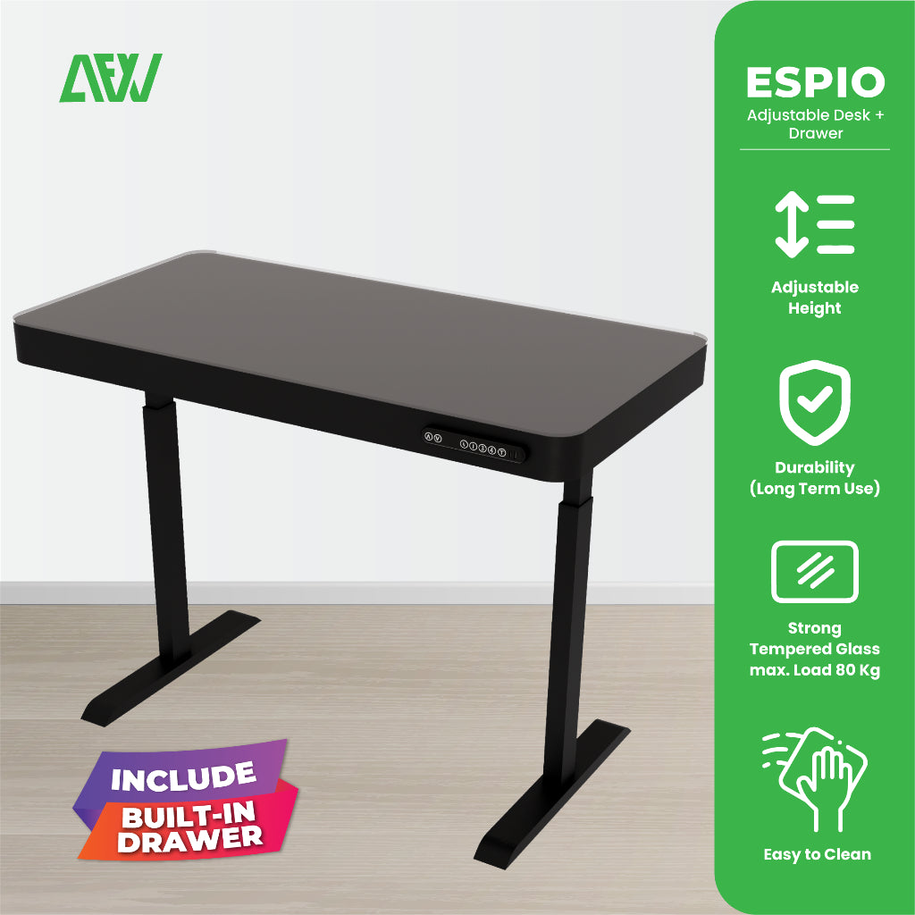 ESPIO Set Meja Kaki Kerja Electric Desk Ergonomic Steel Set Drawer