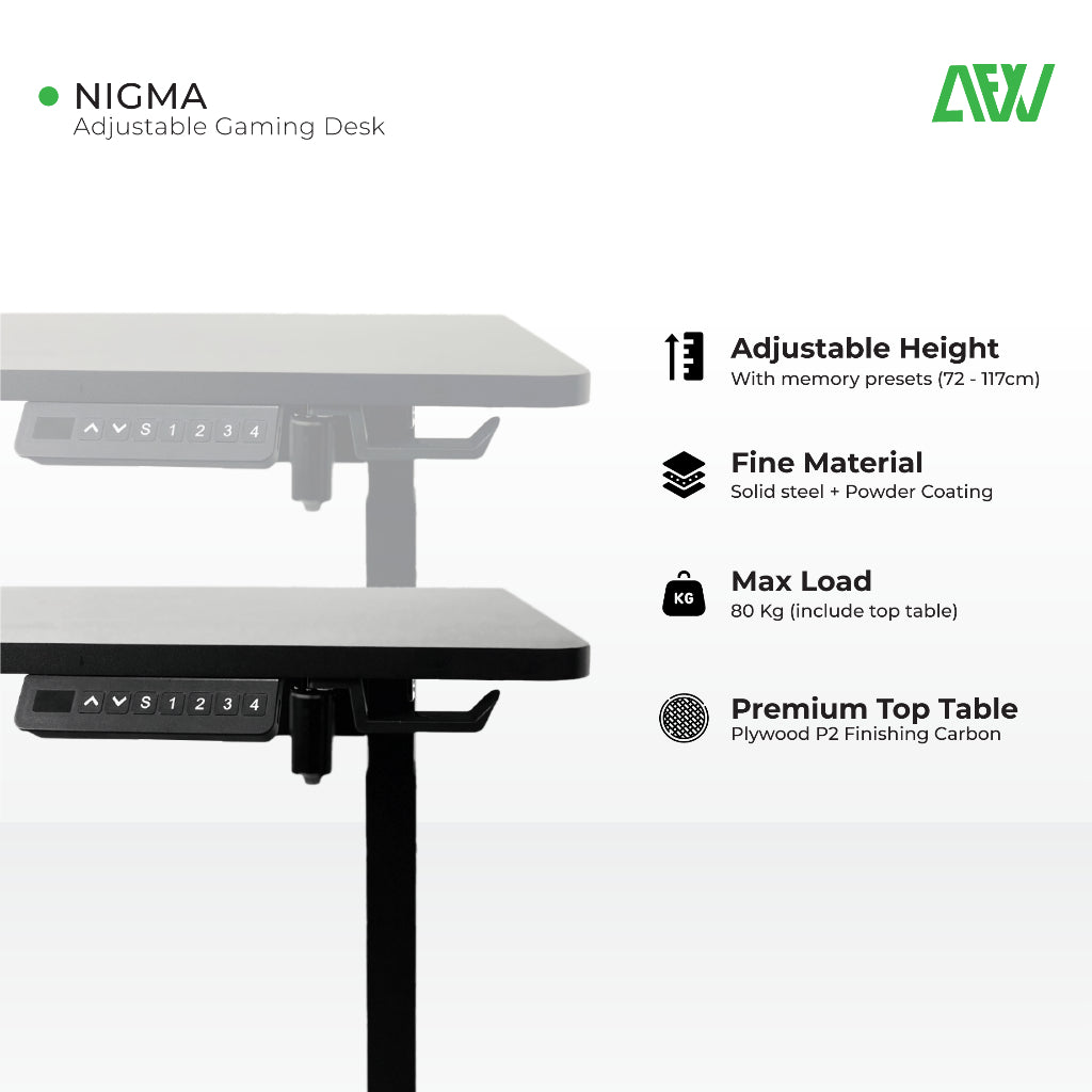 Nigma Meja Kerja Gaming Elektrik Otomatis Adjustable Standing Desk ALL FOR WORK